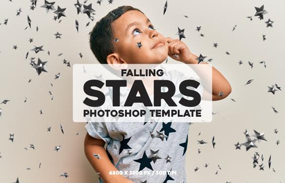 Falling Stars Photoshop Template