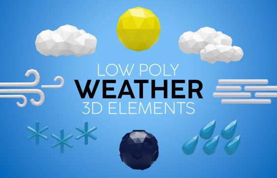 Low Poly Weather 3D Elements